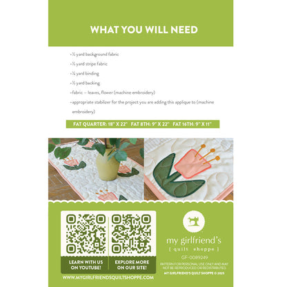 Mod Floral Table Runner (Downloadable Sewing and Machine Embroidery Pattern)