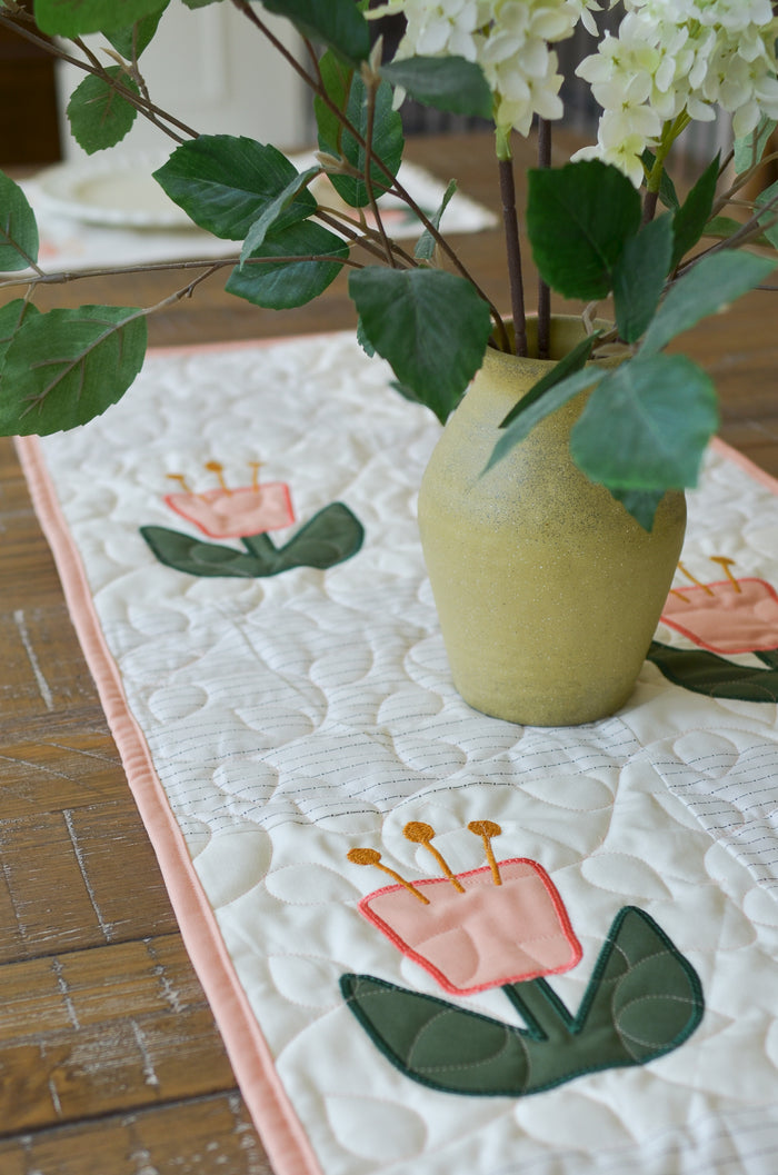 Mod Floral Table Runner (Downloadable Sewing and Machine Embroidery Pattern)
