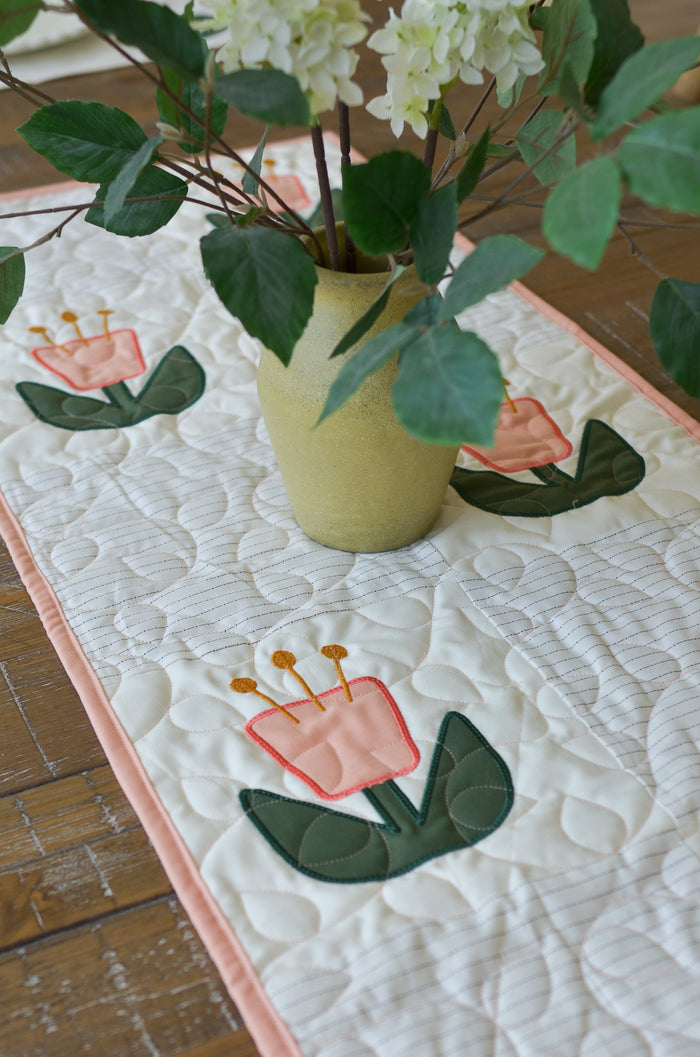 Mod Floral Table Runner (Downloadable Sewing and Machine Embroidery Pattern)