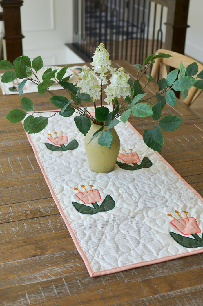 Mod Floral Table Runner (Downloadable Sewing and Machine Embroidery Pattern)
