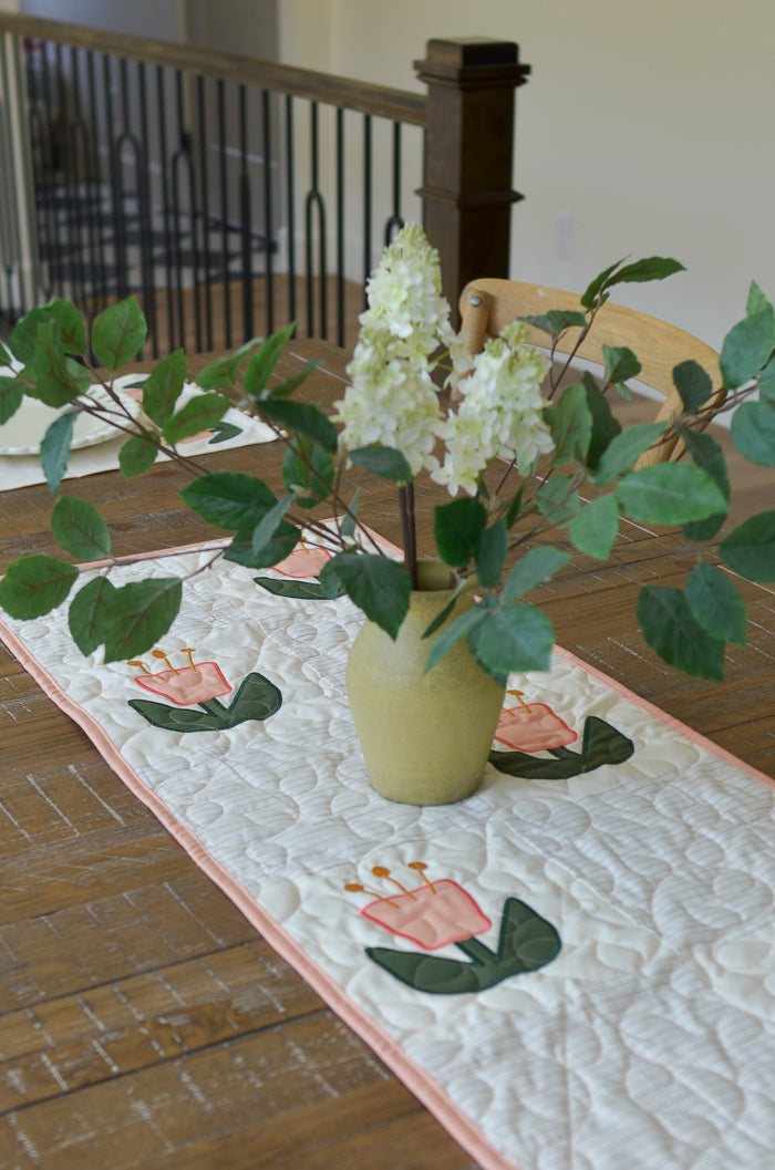 Mod Floral Table Runner (Downloadable Sewing and Machine Embroidery Pattern)