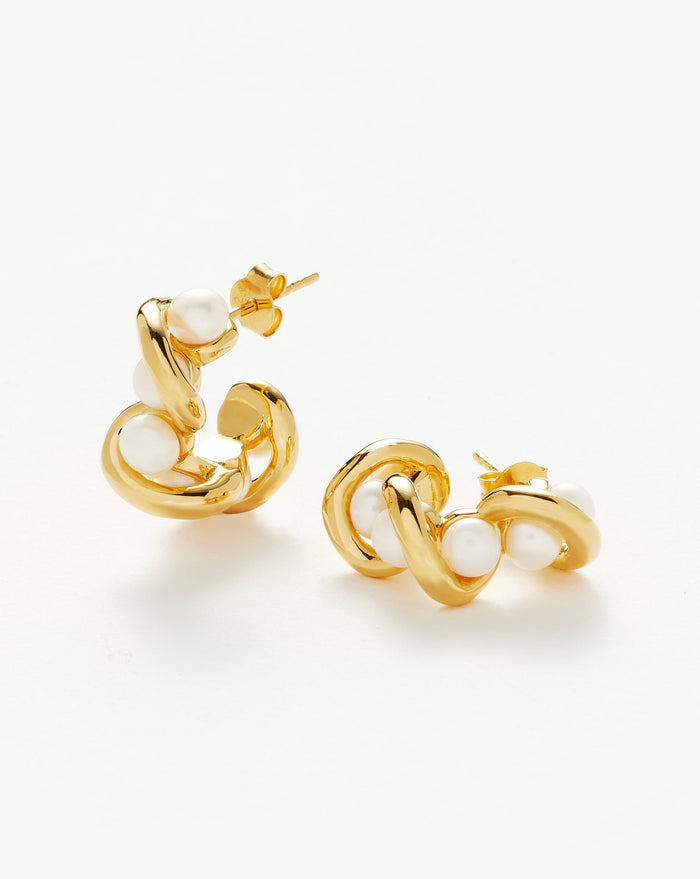 Molten Pearl Twisted Mini Double Hoop Earrings Earrings Missoma