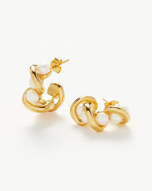 Molten Pearl Twisted Mini Double Hoop Earrings Earrings Missoma