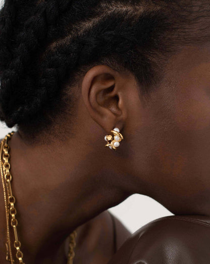 Molten Pearl Twisted Mini Double Hoop Earrings Earrings Missoma