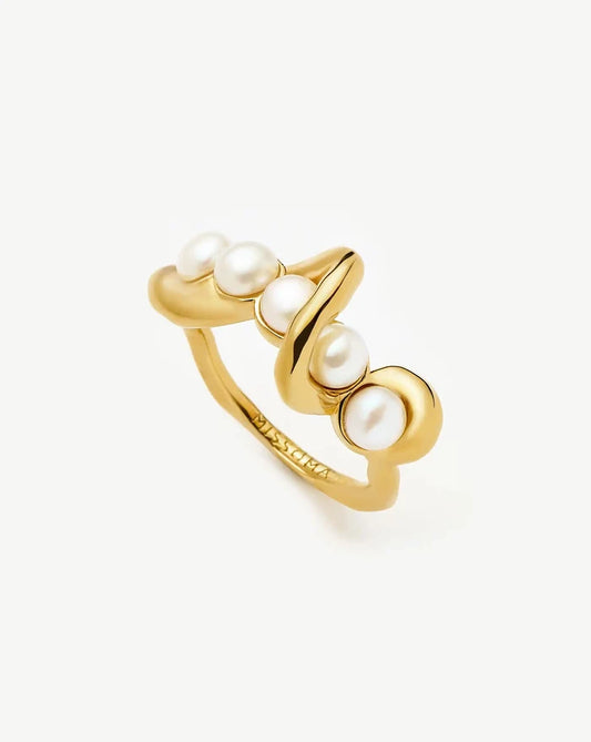 Molten Pearl Twisted Stacking Ring | 18k Gold Vermeil/Pearl Rings Missoma