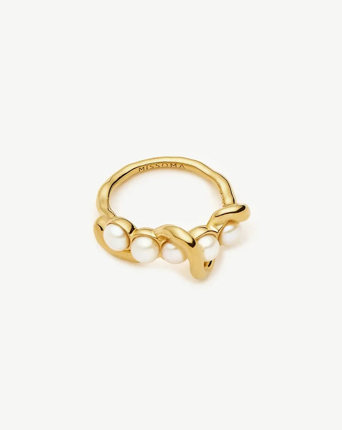 Molten Pearl Twisted Stacking Ring | 18k Gold Vermeil/Pearl Rings Missoma