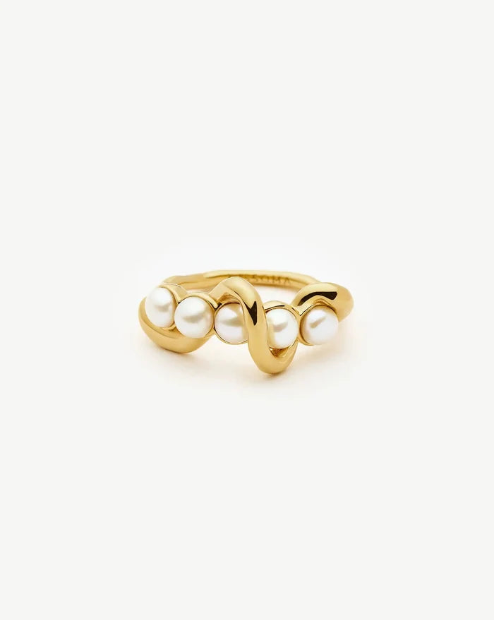 Molten Pearl Twisted Stacking Ring | 18k Gold Vermeil/Pearl Rings Missoma