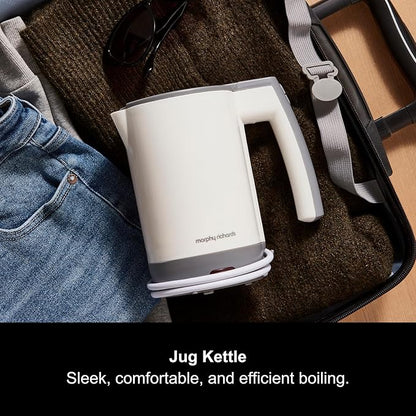 Morphy Richards Compact Travel Jug Kettle 0.5L | White & Grey | 107001