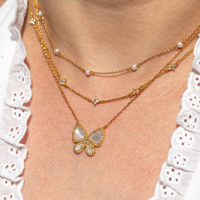 Mother of Pearl Butterfly Necklace