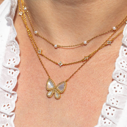 Mother of Pearl Butterfly Necklace