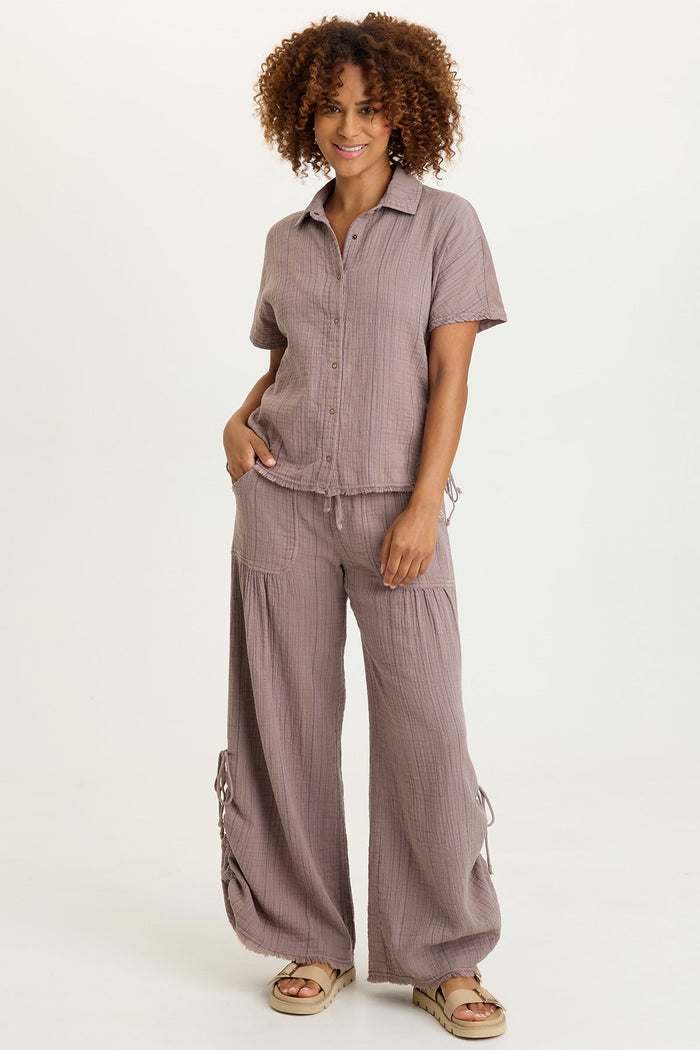 XCVI Muriel Stripe Gauze Wide-Leg Pant