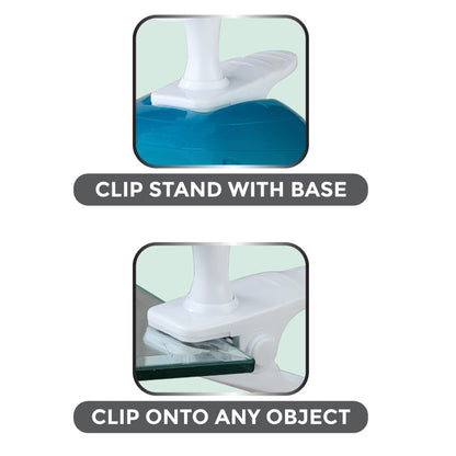 My Choice 6" Clip/Table Fan – Detachable Base, Adjustable Tilt, Strong Wind, Portable, Durable, 2-Speed, white & blue, MC202