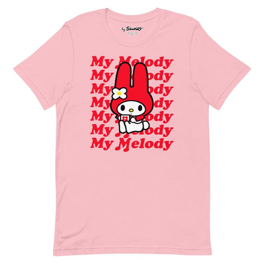 My Melody Red Logo T-Shirt Pink Apparel Printful S