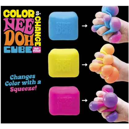 Nee Doh Color Change Cube 2.5 Inch Squish Ball Fidget Toy
