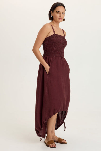 XCVI Neisha Linen Smocked Bodice Dress