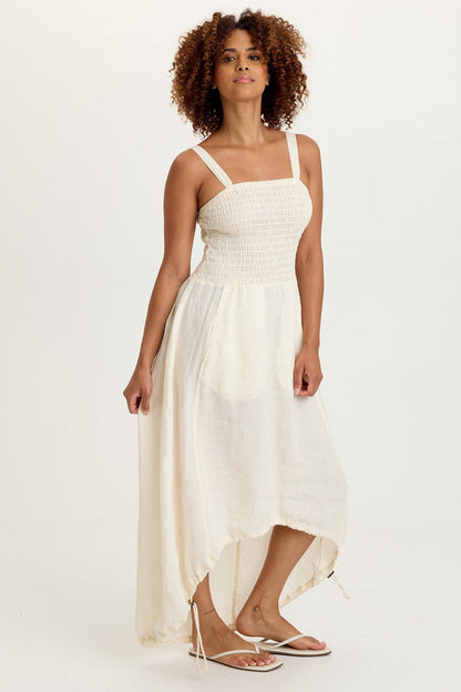 XCVI Neisha Linen Smocked Bodice Dress