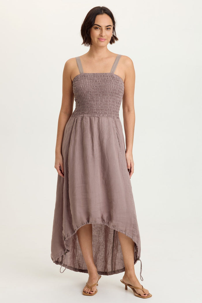 XCVI Neisha Linen Smocked Bodice Dress