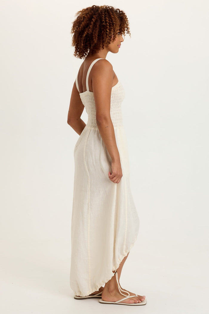 XCVI Neisha Linen Smocked Bodice Dress