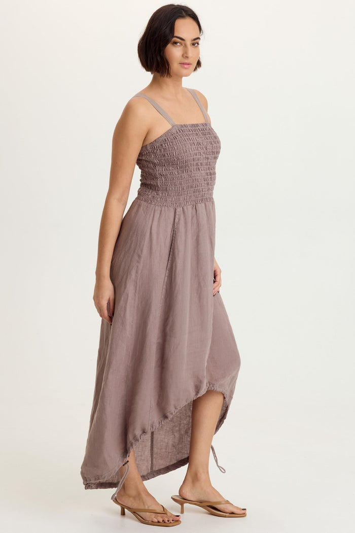 XCVI Neisha Linen Smocked Bodice Dress