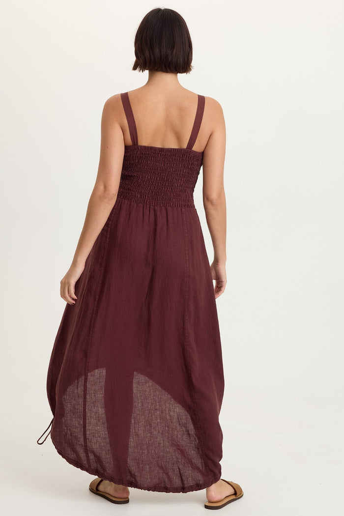 XCVI Neisha Linen Smocked Bodice Dress