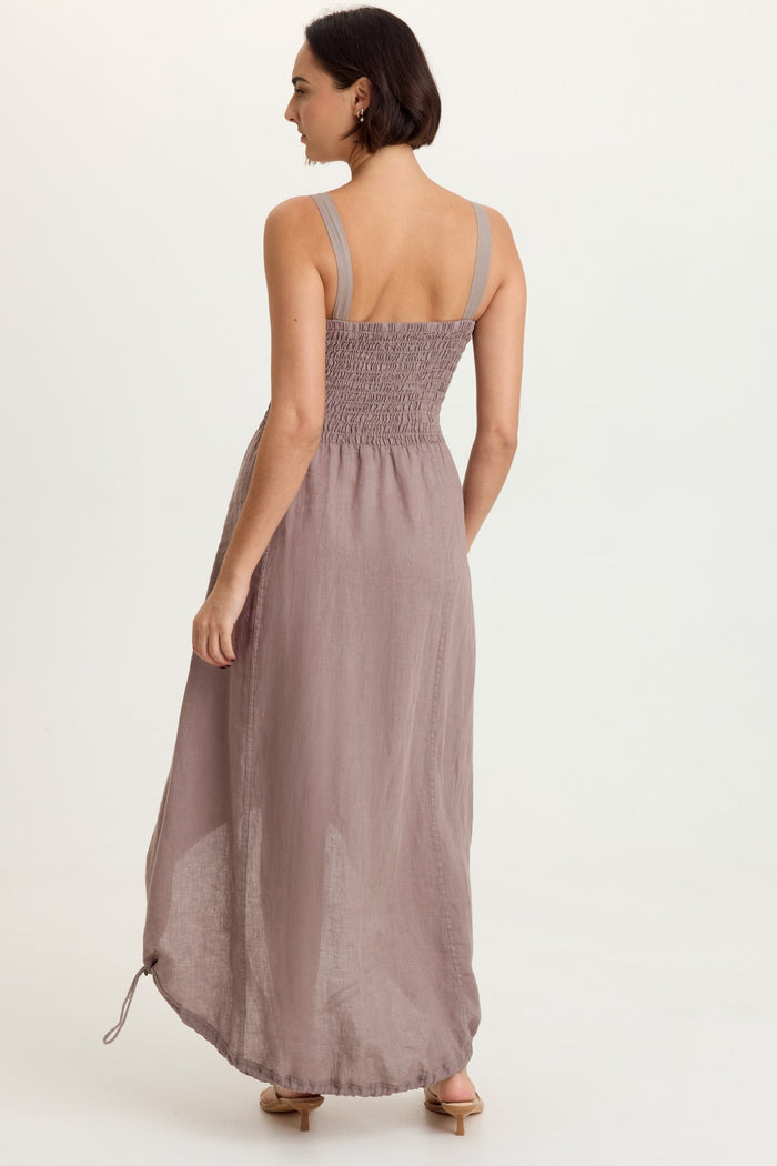 XCVI Neisha Linen Smocked Bodice Dress