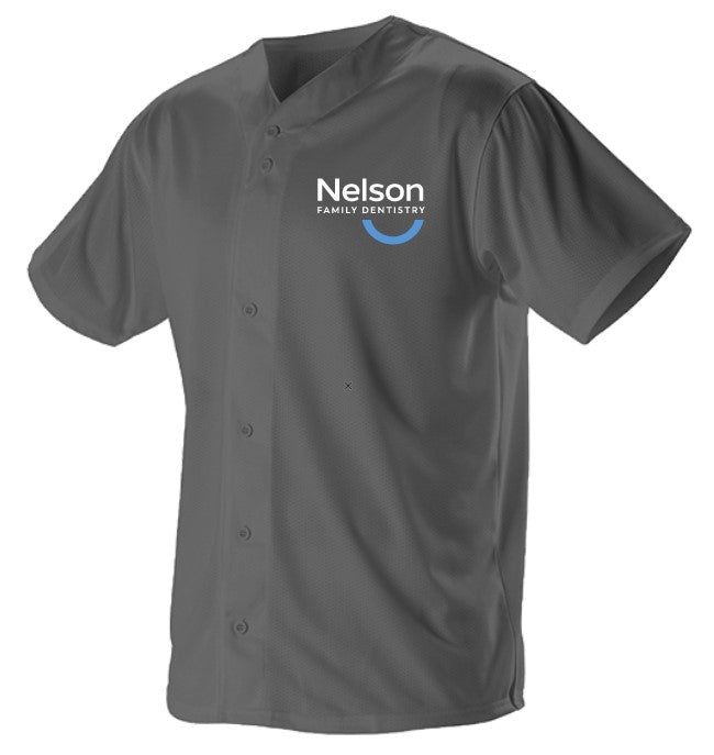 Nelson Family Dentistry Faux Button Baseball Jersey