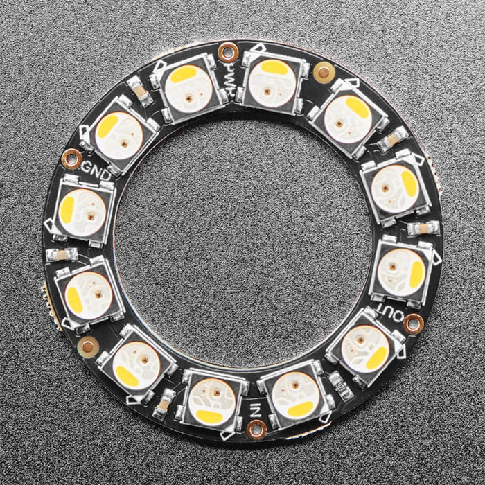 NeoPixel Ring - 12 x 5050 RGBW LEDs w/ Integrated Drivers (Warm White - ~3000K) by Adafruit - The Pi Hut