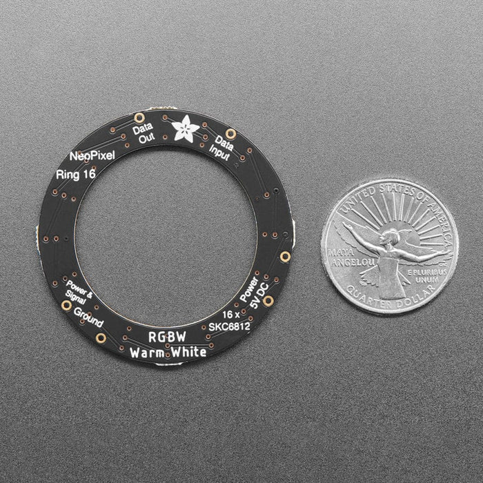NeoPixel Ring - 16 x 5050 RGBW LEDs w/ Integrated Drivers (Warm White - ~3000K) by Adafruit - The Pi Hut