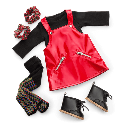 Nicki’s™ Red Vinyl Jumper Outfit for 18-inch Dolls (Historical Characters)