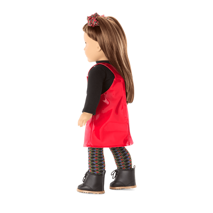 Nicki’s™ Red Vinyl Jumper Outfit for 18-inch Dolls (Historical Characters)
