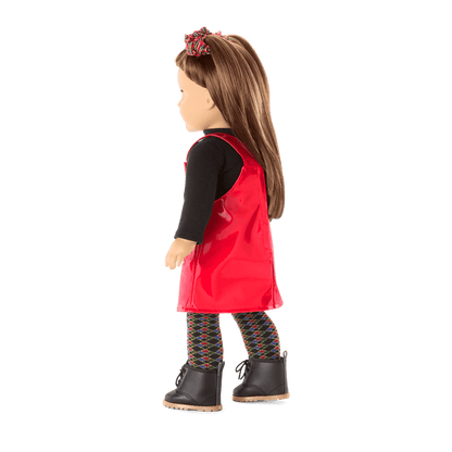 Nicki’s™ Red Vinyl Jumper Outfit for 18-inch Dolls (Historical Characters)