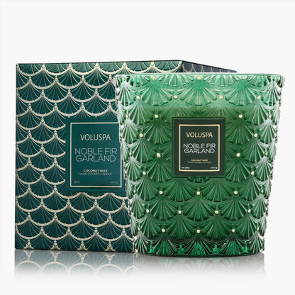 Noble Fir Garland - 3 Wick Hearth Candle