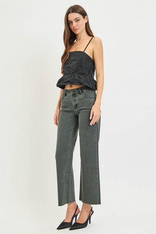 North Side Mid Rise Ankle Straight Raw Hem Denim - Curvy Available