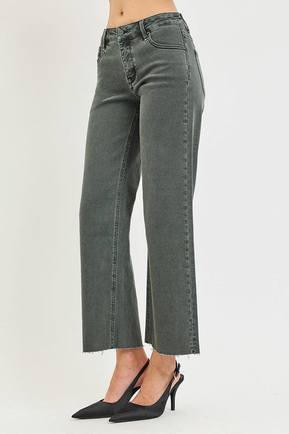 North Side Mid Rise Ankle Straight Raw Hem Denim - Curvy Available