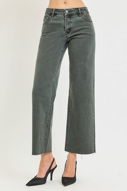 North Side Mid Rise Ankle Straight Raw Hem Denim - Curvy Available