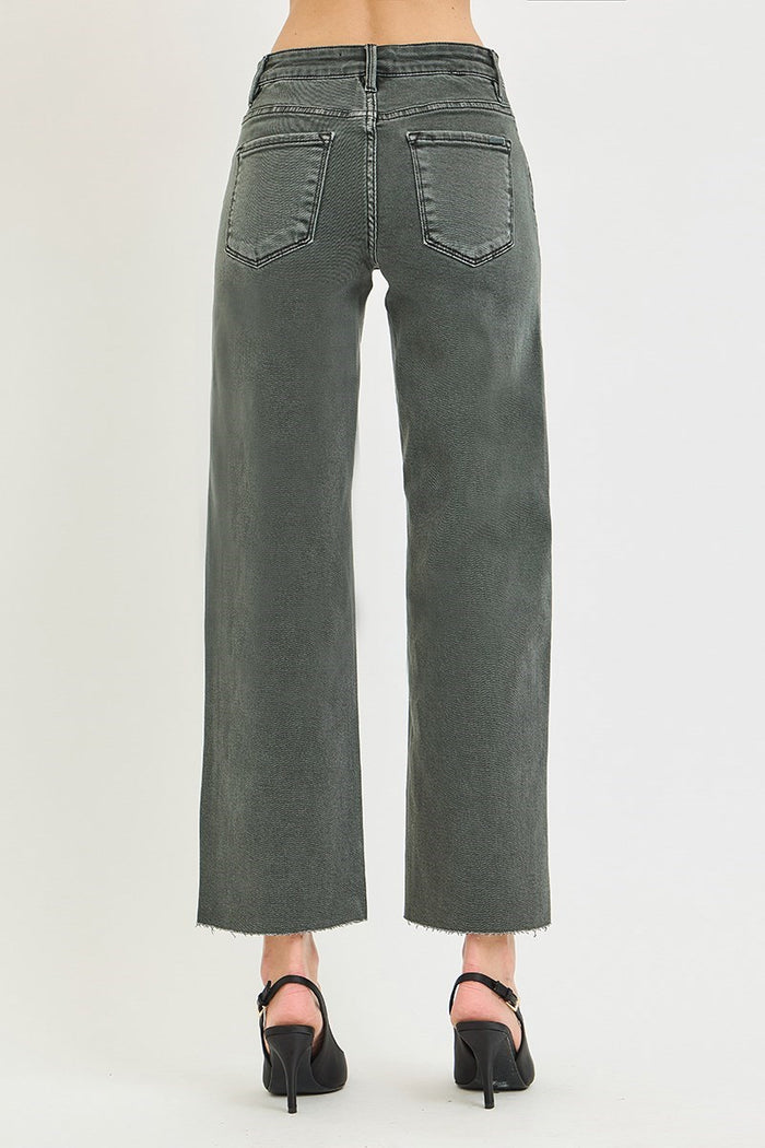North Side Mid Rise Ankle Straight Raw Hem Denim - Curvy Available