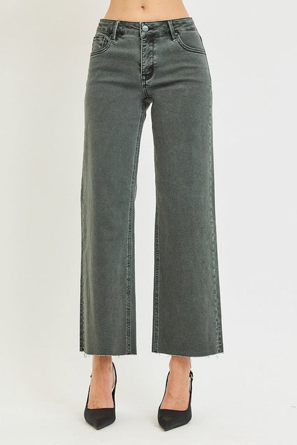 North Side Mid Rise Ankle Straight Raw Hem Denim - Curvy Available