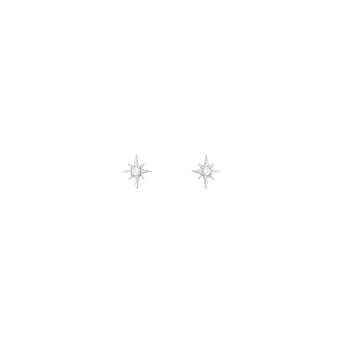 North Star stud earrings 18k White Gold