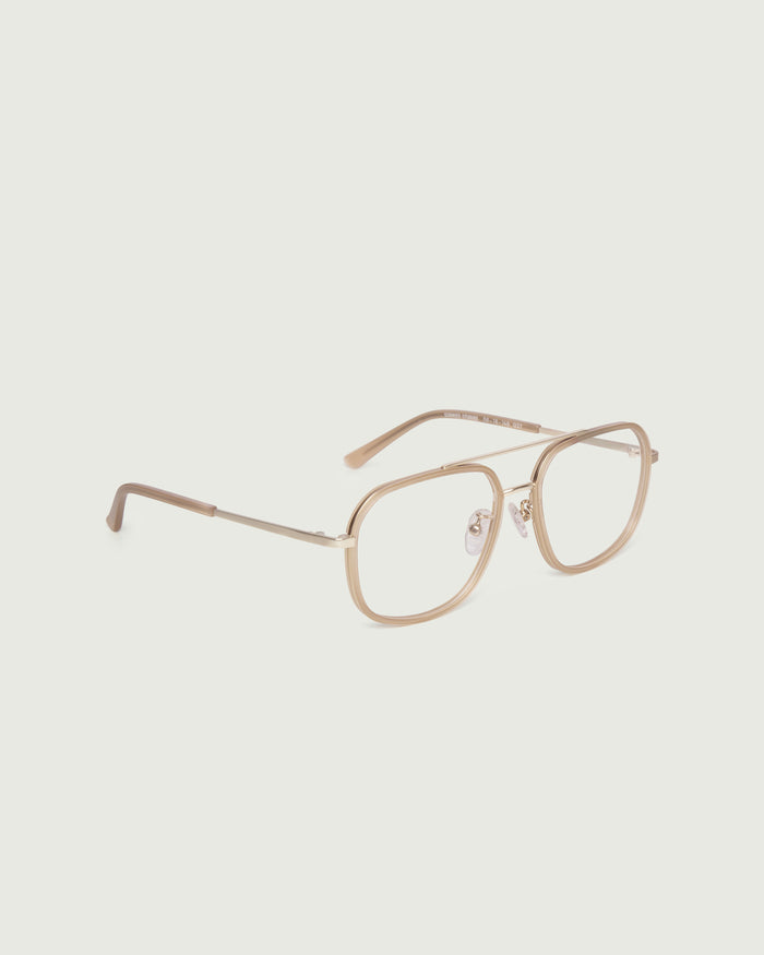 Soybean::Octavio Eyeglasses pilot Brown metal front diagonal