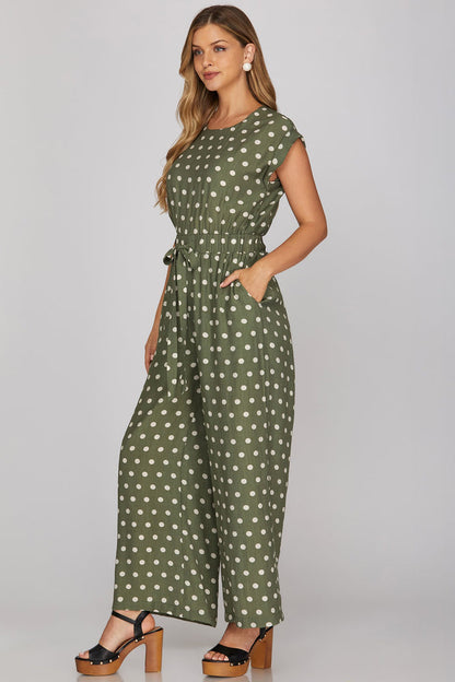Olive Polka Dot Jumpsuit