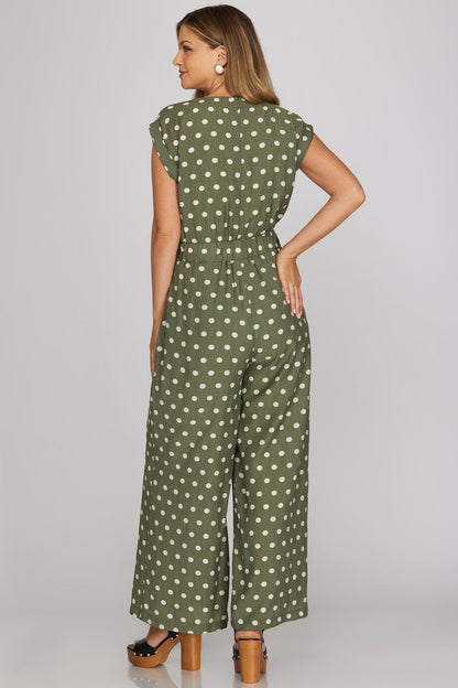 Olive Polka Dot Jumpsuit