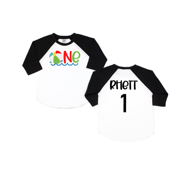 One Beach Ball Personalized Raglan