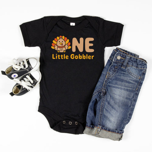 One Little Gobbler Fall-themed Personalized 1st Birthday T-shirt/Bodysuit