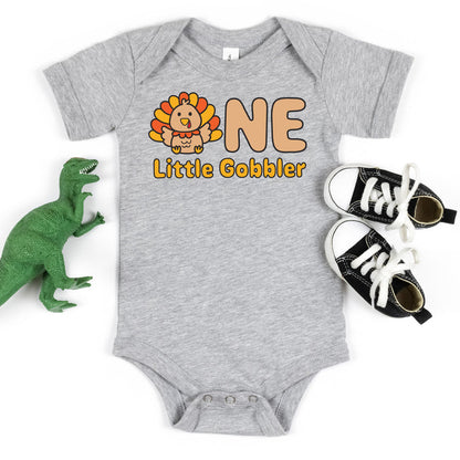 One Little Gobbler Fall-themed Personalized 1st Birthday T-shirt/Bodysuit