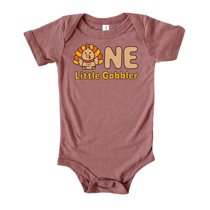 One Little Gobbler Fall-themed Personalized 1st Birthday T-shirt/Bodysuit