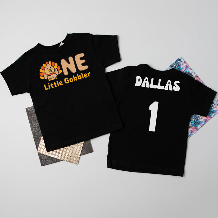 One Little Gobbler Fall-themed Personalized 1st Birthday T-shirt/Bodysuit