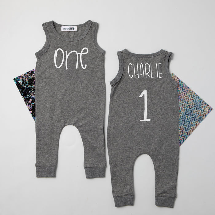 One Minimalist 1st Birthday Sleeveless Outfit