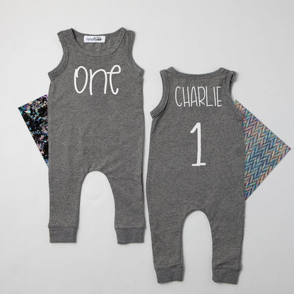 One Minimalist 1st Birthday Sleeveless Outfit