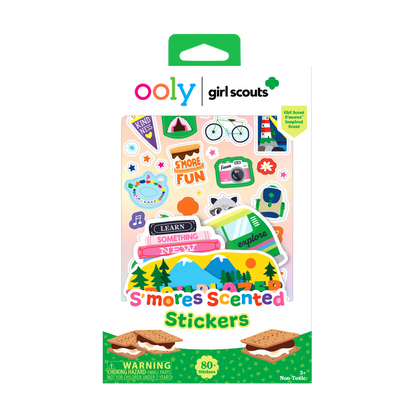 Front of packaging of OOLY x Girl Scouts S’more Scented Stickers