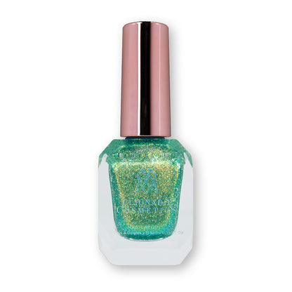 Bottle of nail polish containing Ophelia Nail Lacquer on a white background.